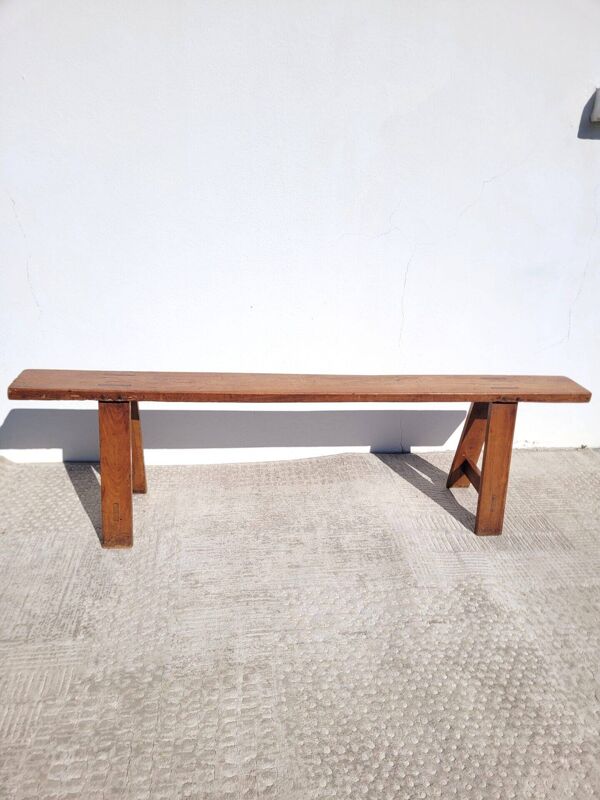 Banc ancien en bois massif 167cm