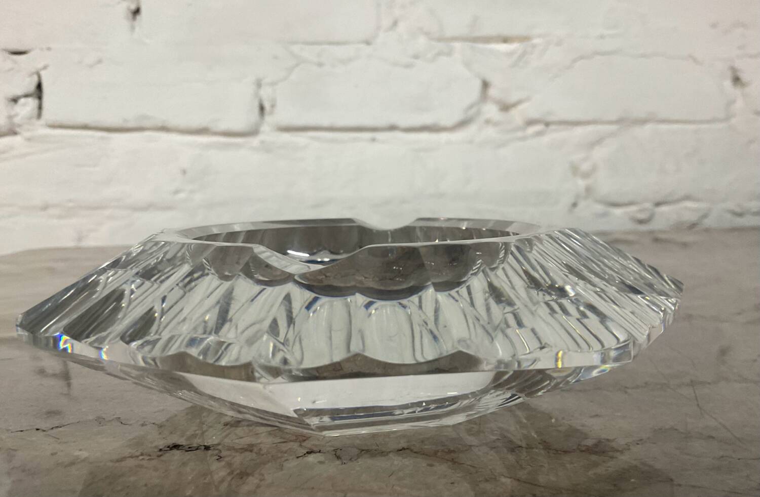 Val St Lambert hexagon ashtray in cut crystal