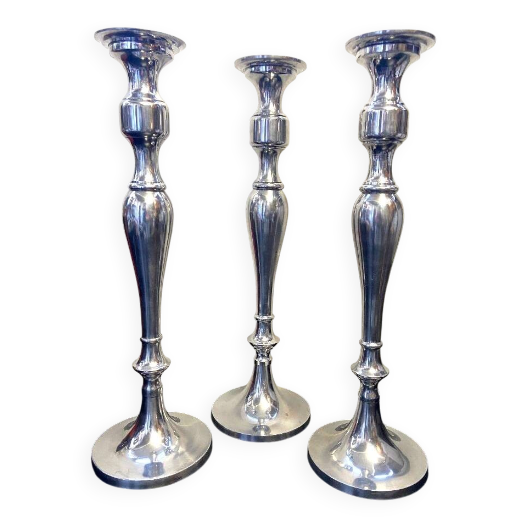 Set of Candle Holders Candelabra Torch Candle Holders Polished Brushed Aluminium