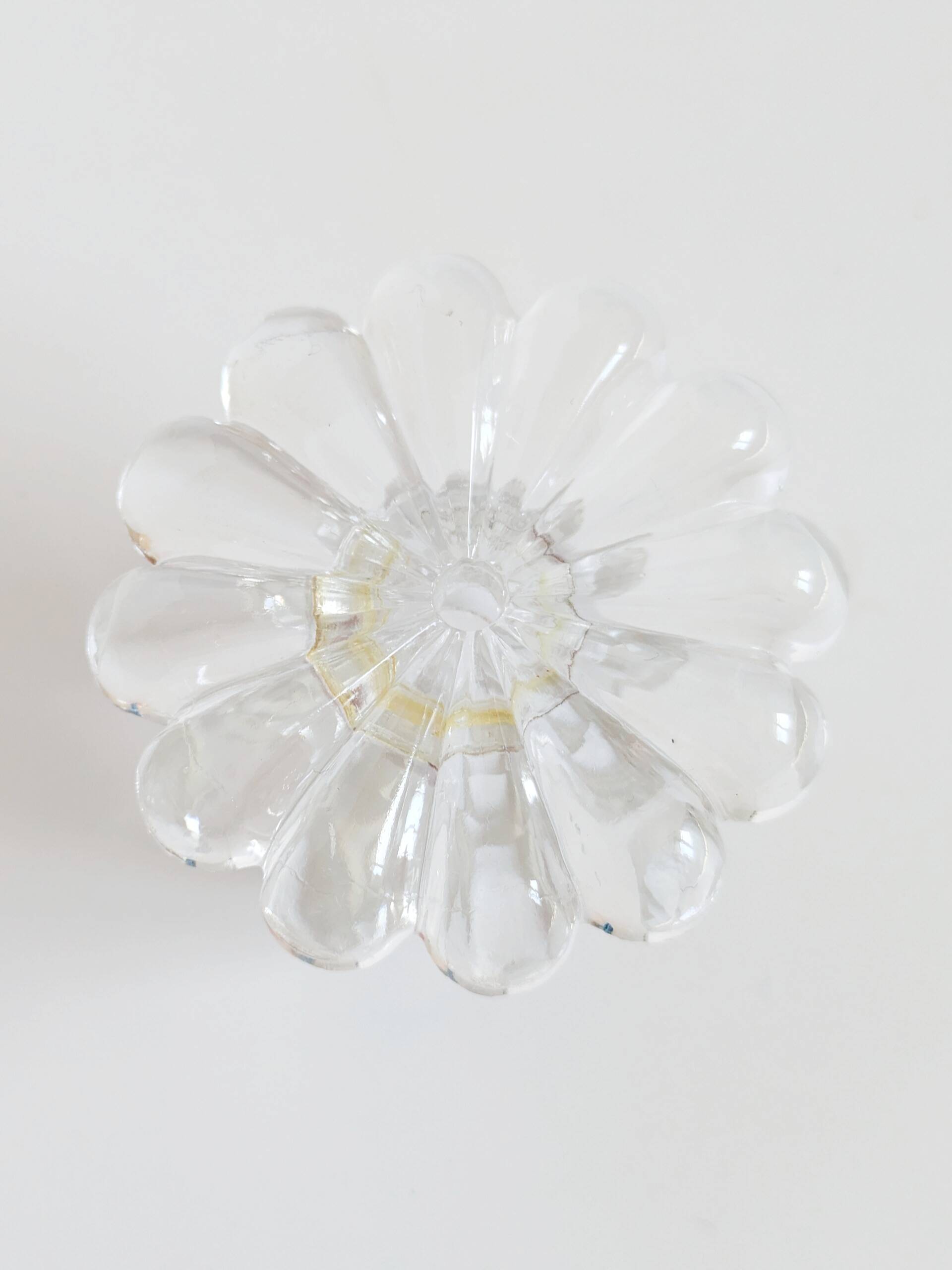 Lot of 3 vintage faceted crystal candle holders with flower base for slim candles.