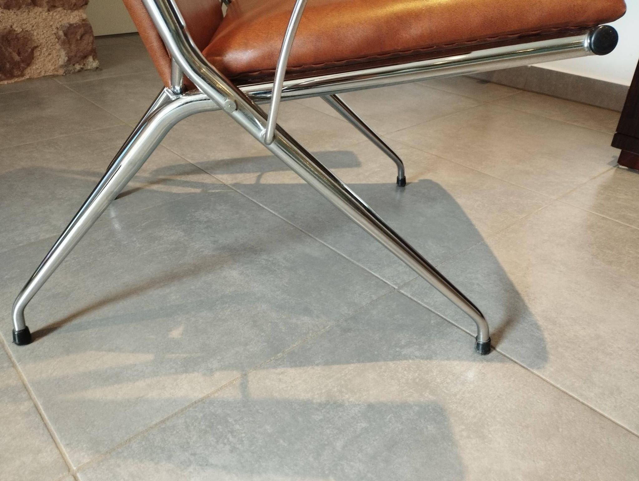 Folding chair attributed to A. Monpoix, modernist design, mid-century, vintage.