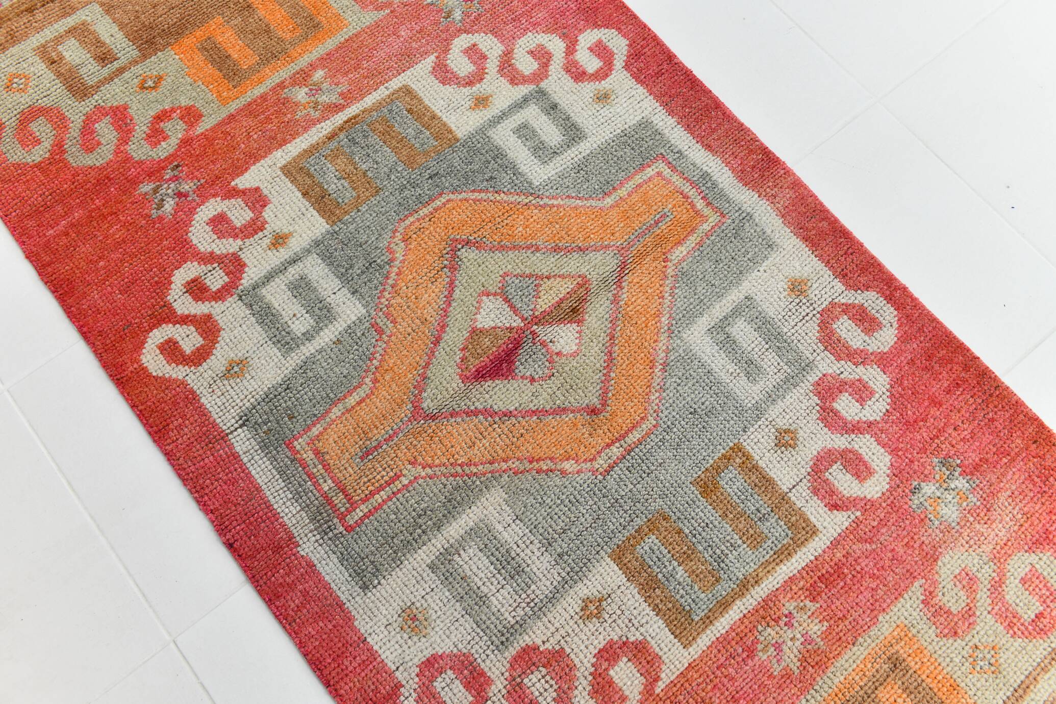 3x12 Super Soft Multicolor Vintage Runner Rug, 91x355Cm