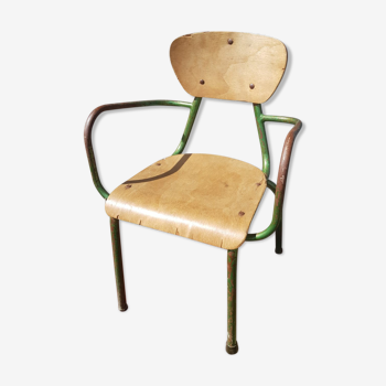 Ancien fauteuil enfant métal vert