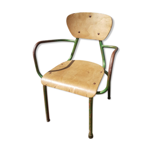 Ancien fauteuil enfant métal vert