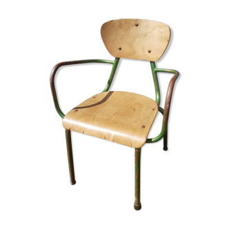 Ancien fauteuil enfant métal vert