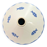 Vintage white ceramic chandelier lampshade decorated with white fish patterns