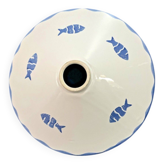Vintage white ceramic chandelier lampshade decorated with white fish patterns