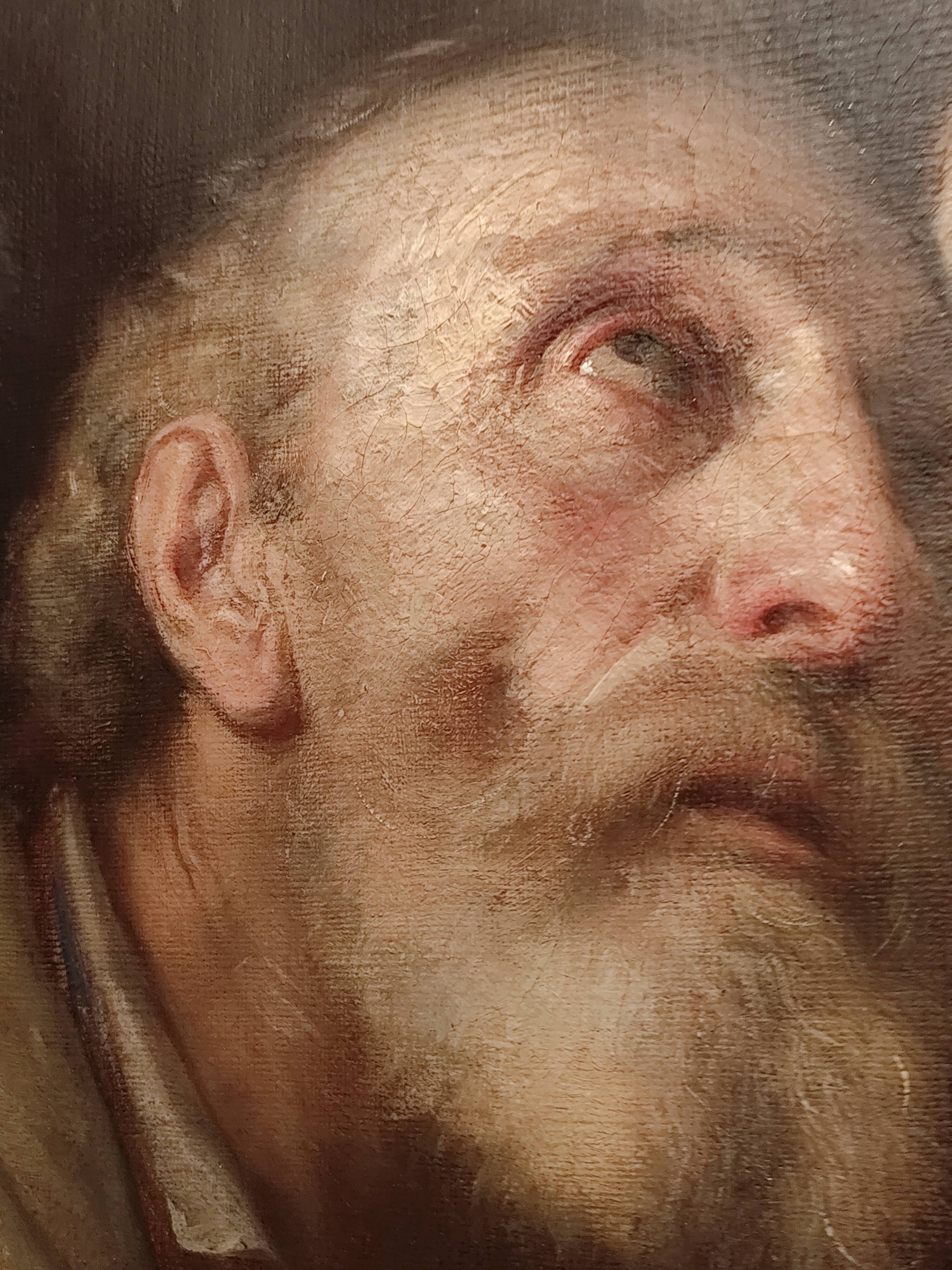 Superb old Italian school portrait of pious reading Fortunato Bello