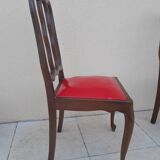 6 vintage art deco Louis VX leather wood chairs