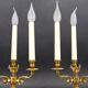 Pair of Chandeliers/Candelabra in Solid Bronze Empire Style Caramel Patina