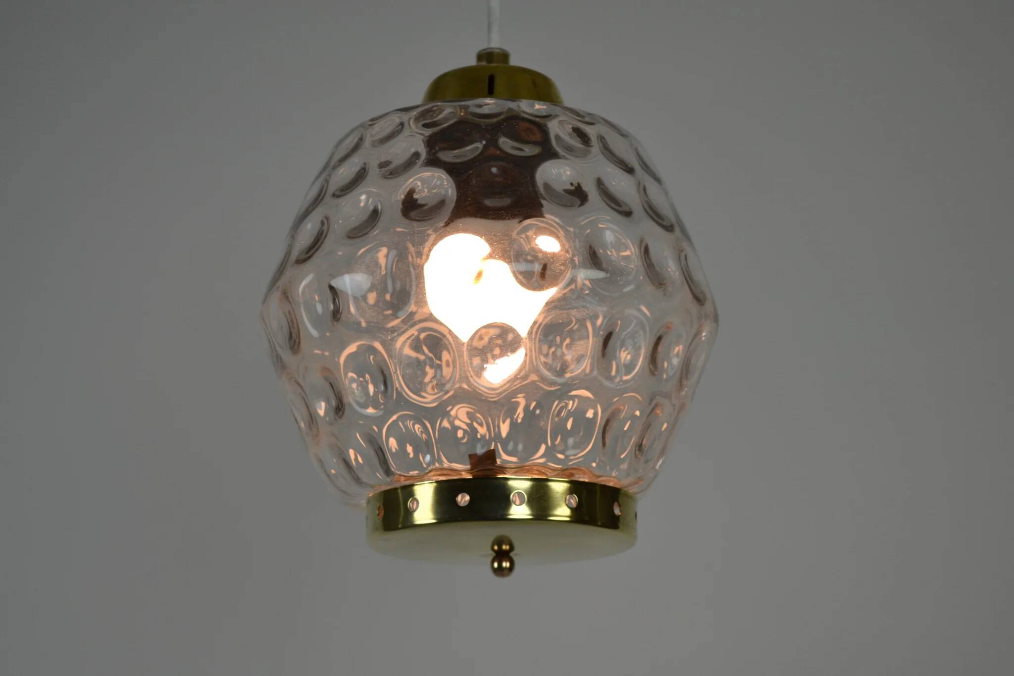 Glass and Brass Pendant Lamp, 1960s, Sweden