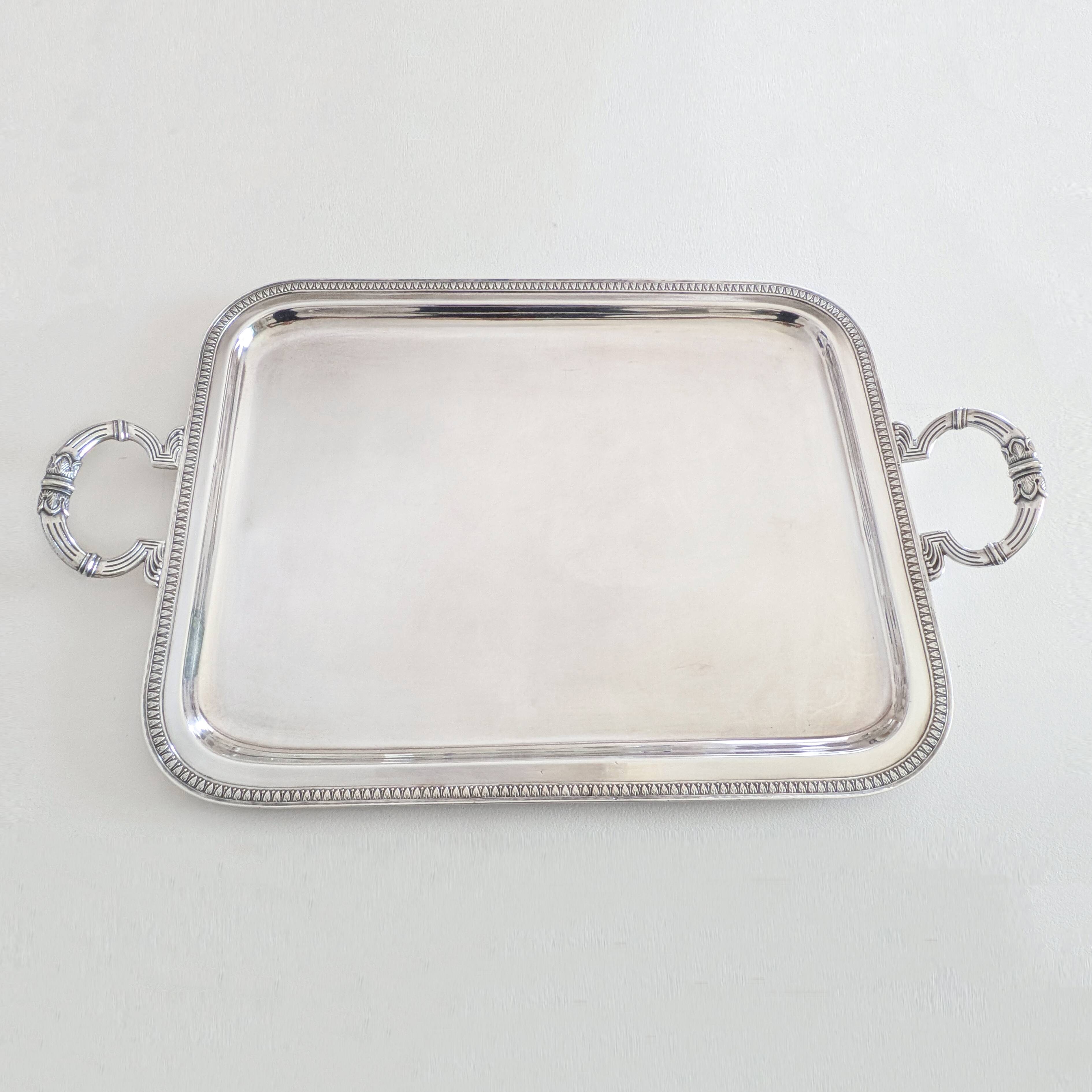 Large silver-plated service tray in Phoenix Louis XVI style.