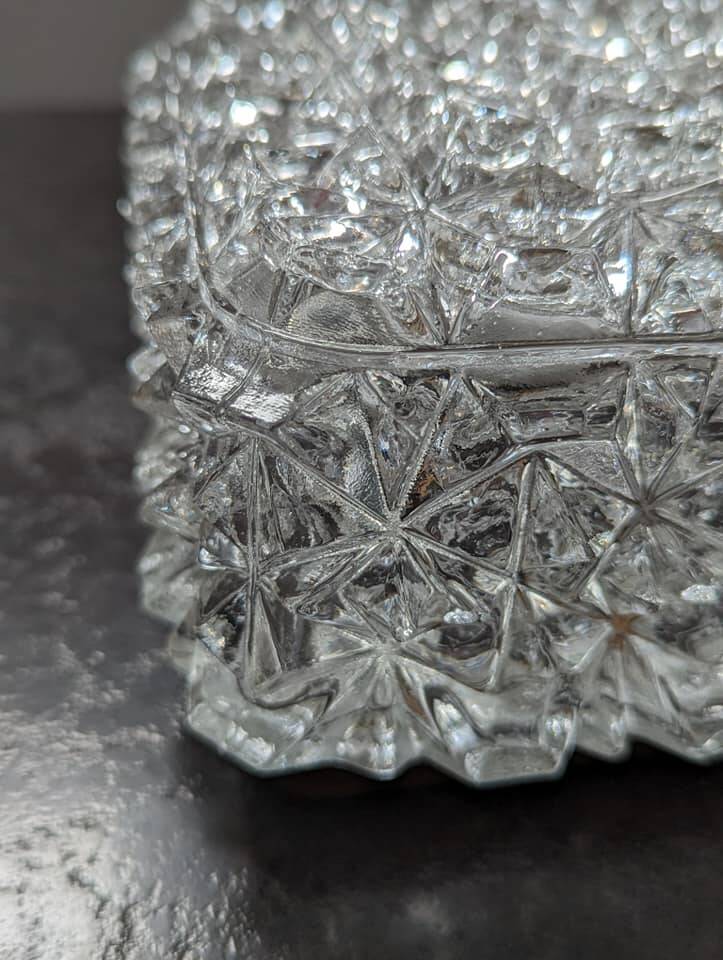 Old vintage square glass ceiling/wall light with diamond tip ø 19 cm 1960 erco