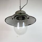 Green Enamel and Cast Iron Industrial Pendant Light, 1960s