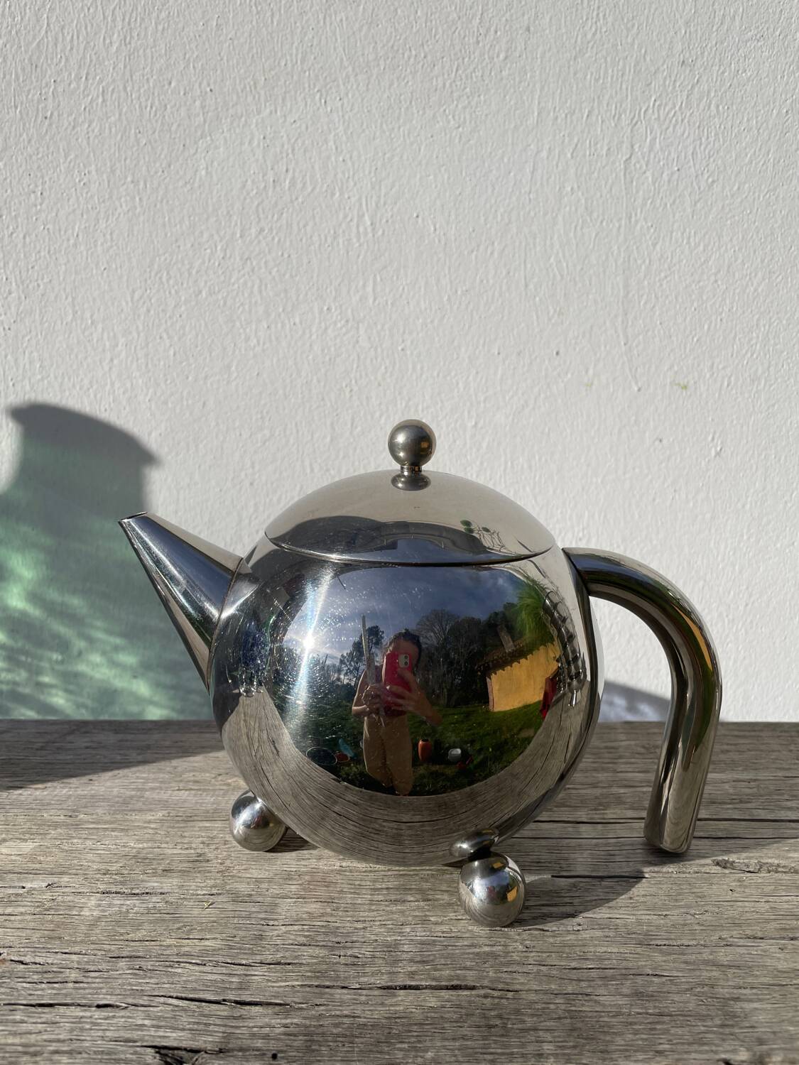 1960s Atomic Stainless Steel Teapot