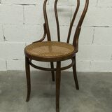 1920s curved wooden cane bistro chair