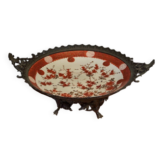 Bronze dish and Japan cup 19th century Napoleon III Imari