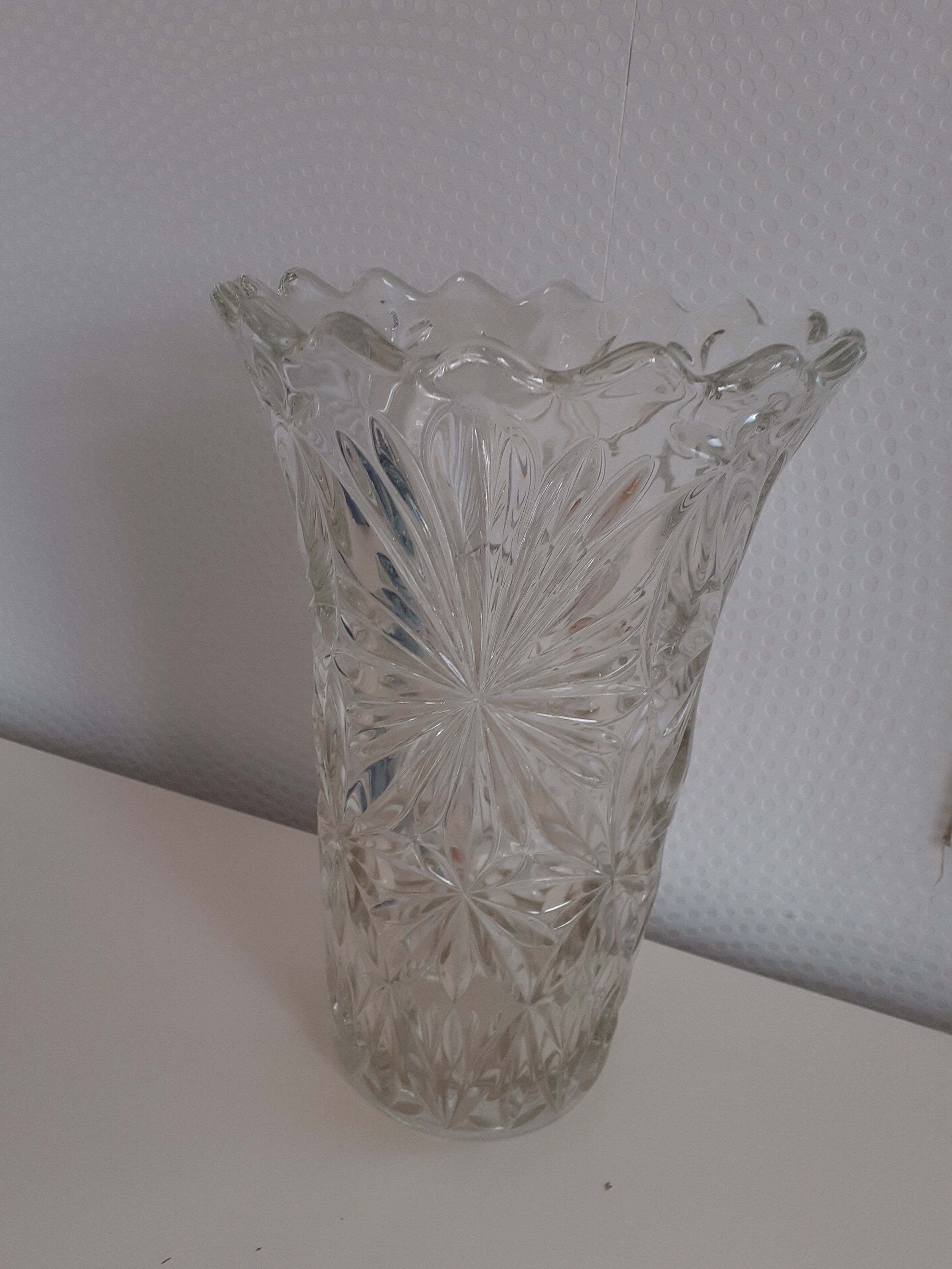 Carved crystal vase