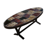 Ceramic and steel elliptical table