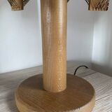 Lamp In Turned Wood And Wool Vintage Scandinavian 1960s