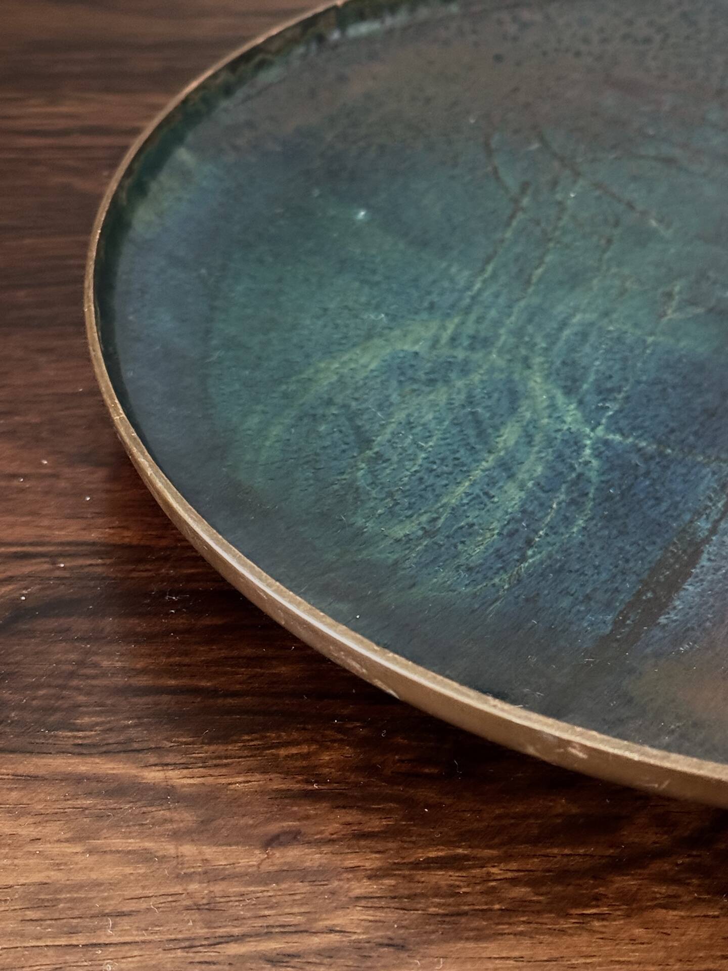 Scandinavian catchall bowl email on copper Bjørnstad Norway 1970