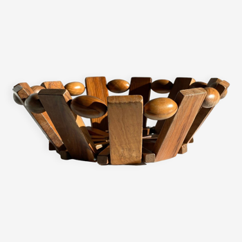 Panier de table en bois tourné vintage