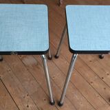 Duo of vintage matching stools in 60s formica brand Elem