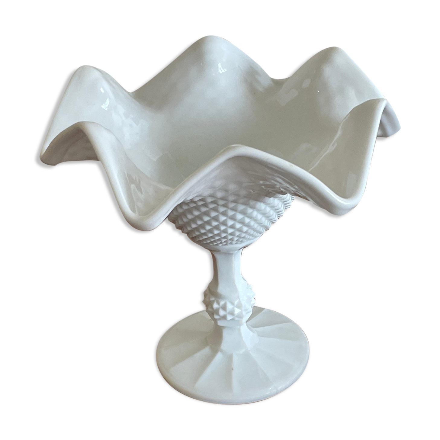 Empty cut white opaline