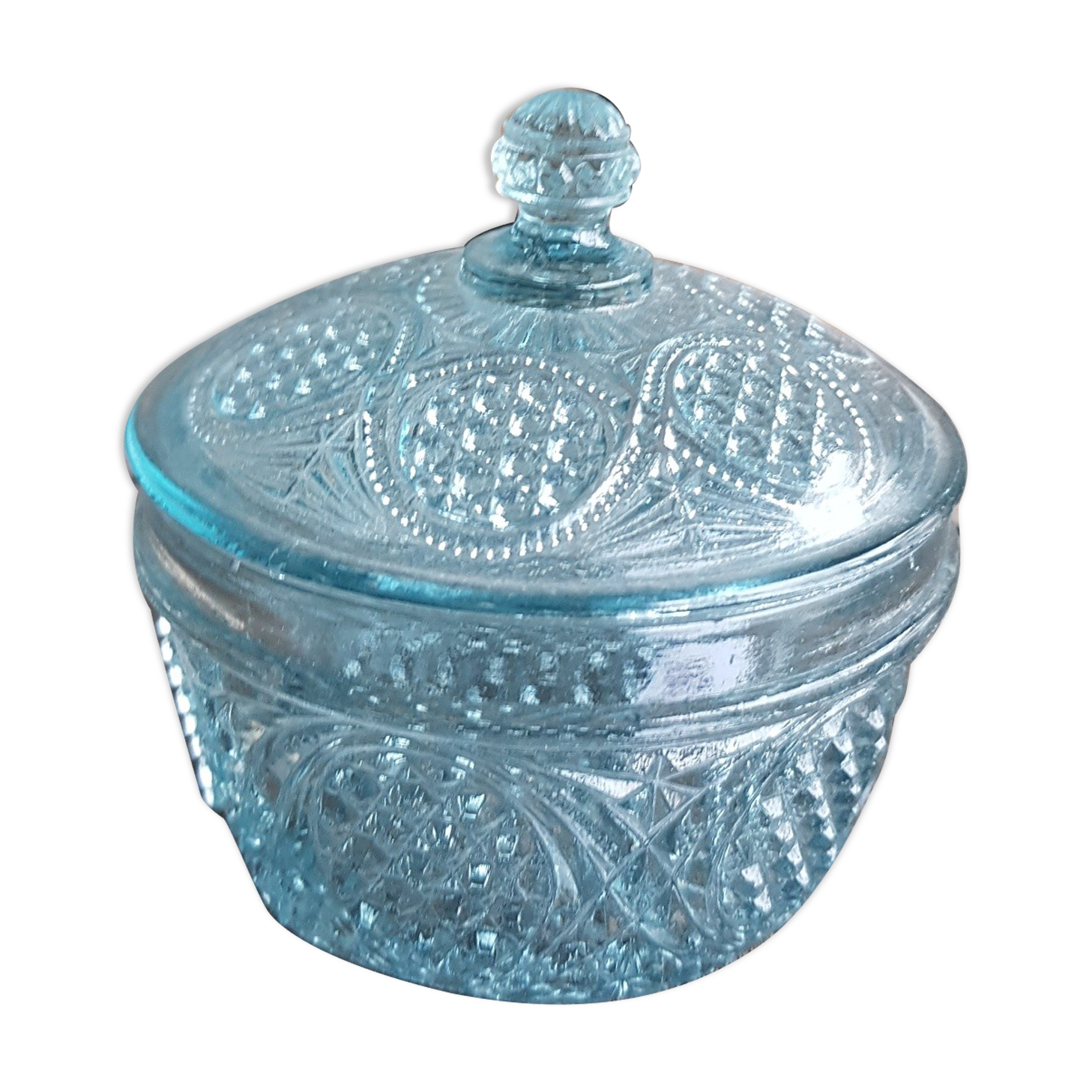 Celadon glass candy box