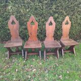 Lot of wooden mountain chairs, France 1950s
