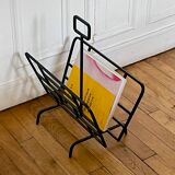 Large vintage wrought iron magazine holder, 1970