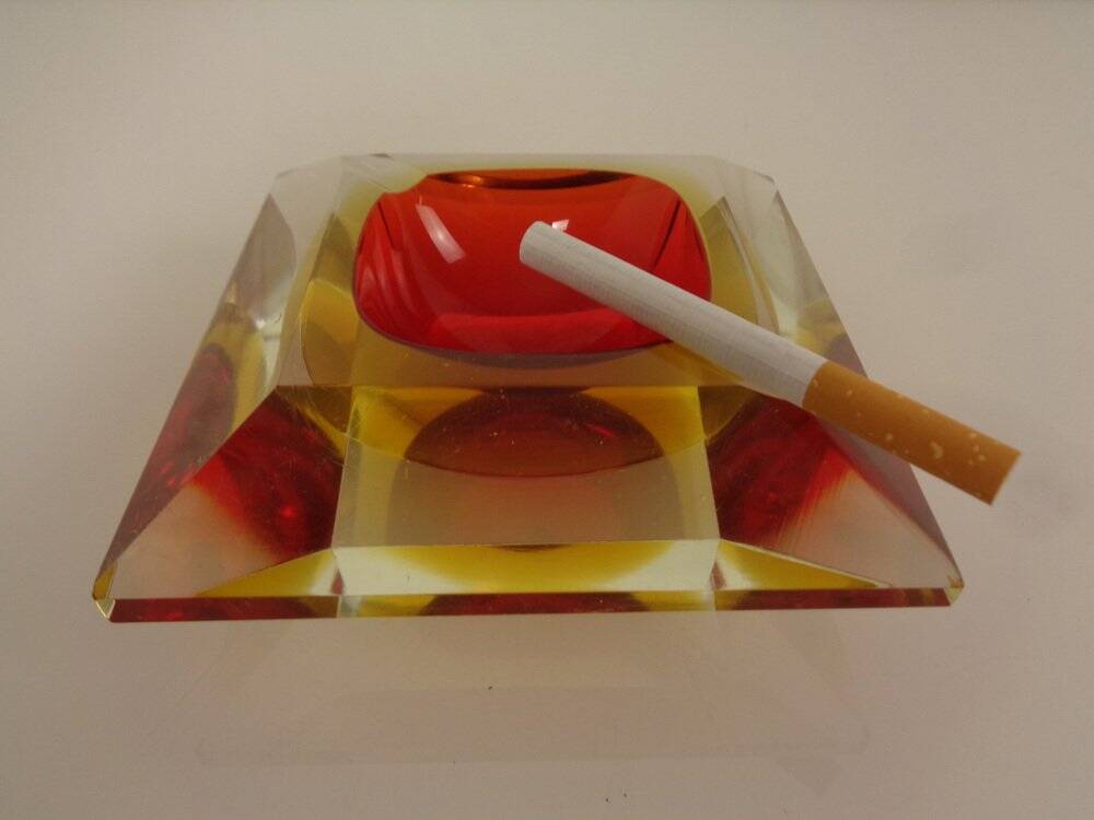 Sommerso Murano Glass Ashtray, Italy, 1960s