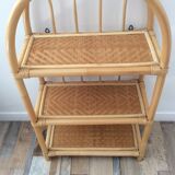 1970s rattan bamboo shelf