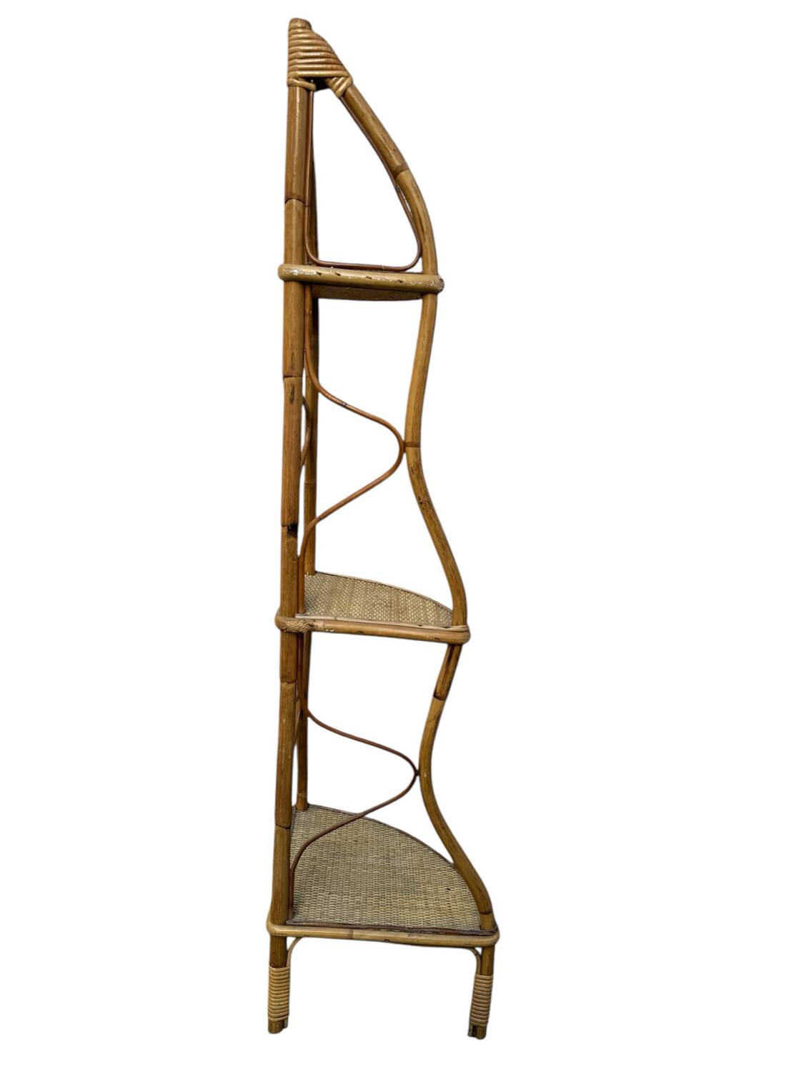 Rattan corner shelf from the 60s Italy