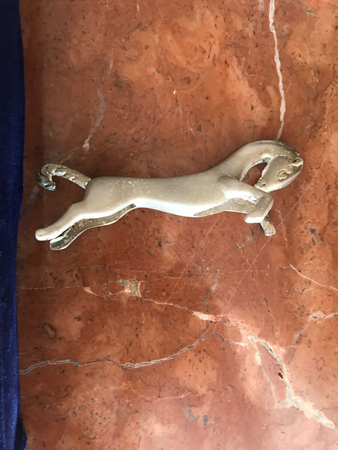 Six knife holders silver metal horse