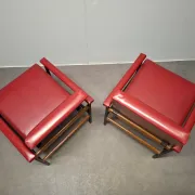 Ensemble de 3 fauteuils rouges de style mid-century moderne, Tchécoslovaquie, années 1970.