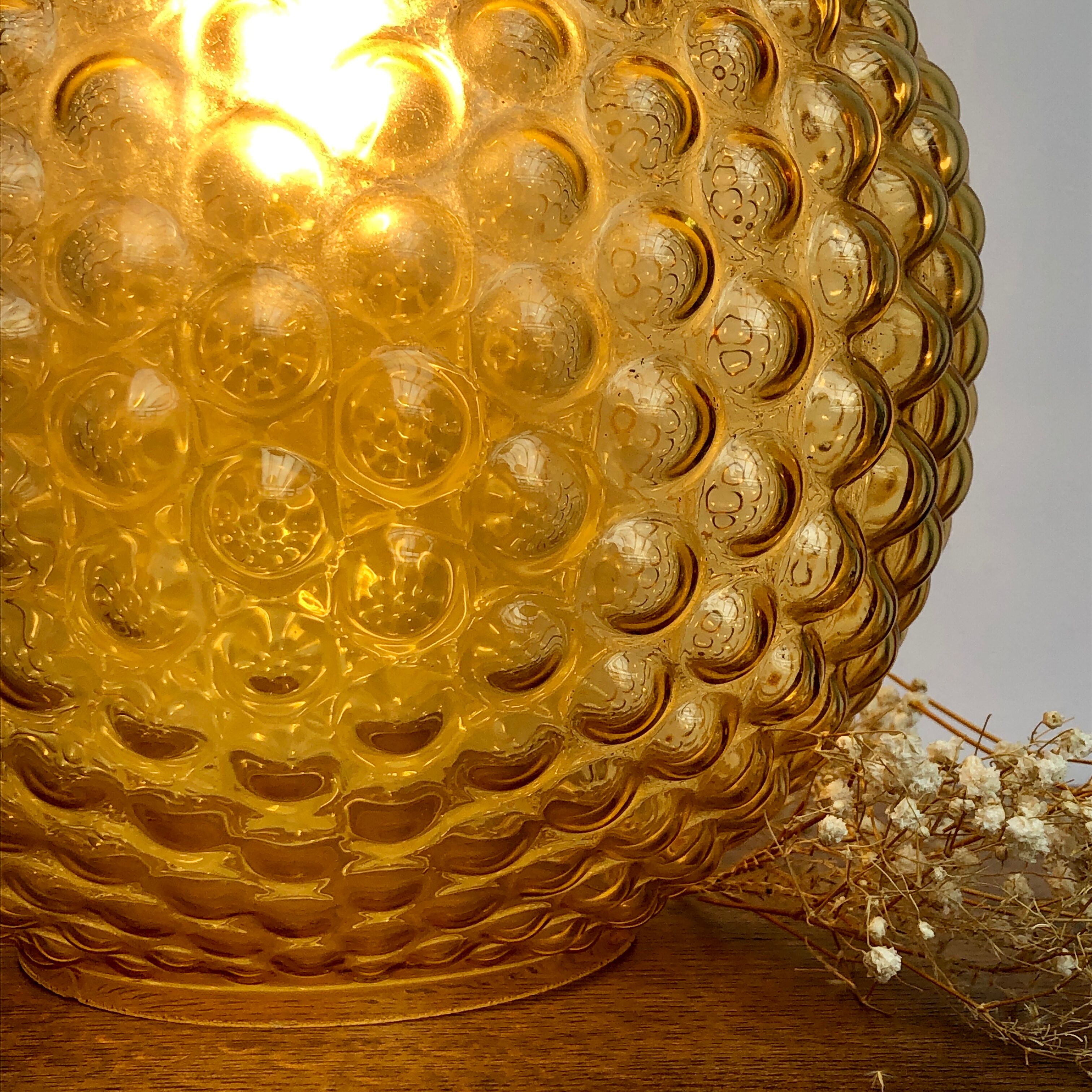 Vintage amber glass hanging lamp