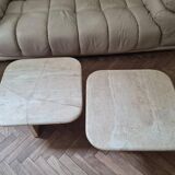 Pair of travertine nesting tables