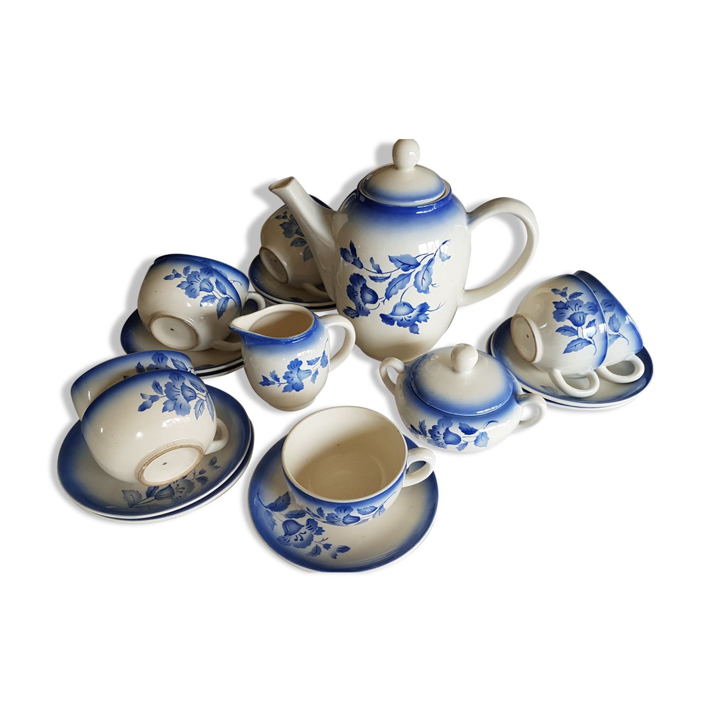 Flower decorated earthenware coffee service