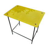 Table d'appoint en verre jaune vintage 50s 1952