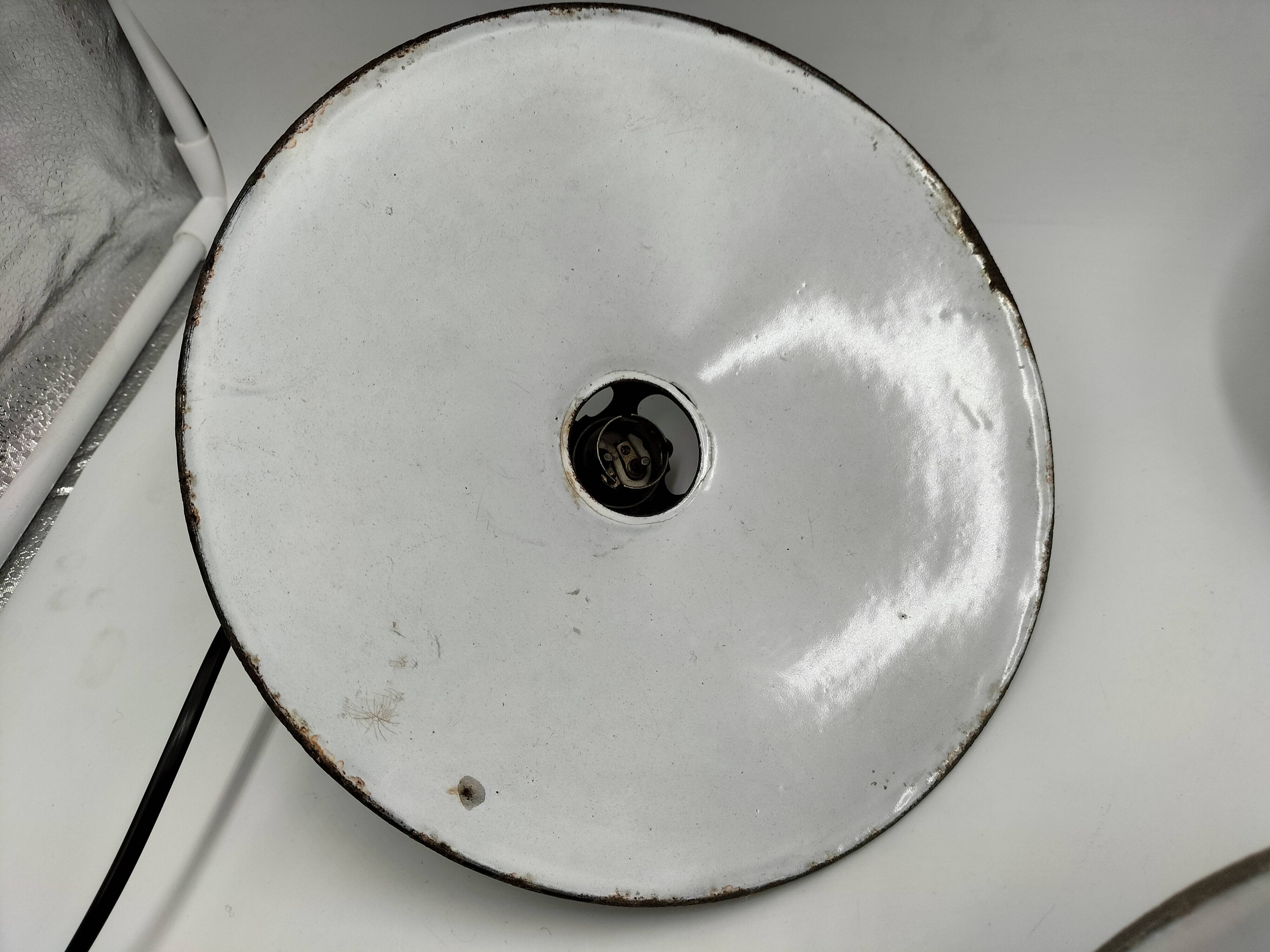 Enameled sheet metal pendant lights