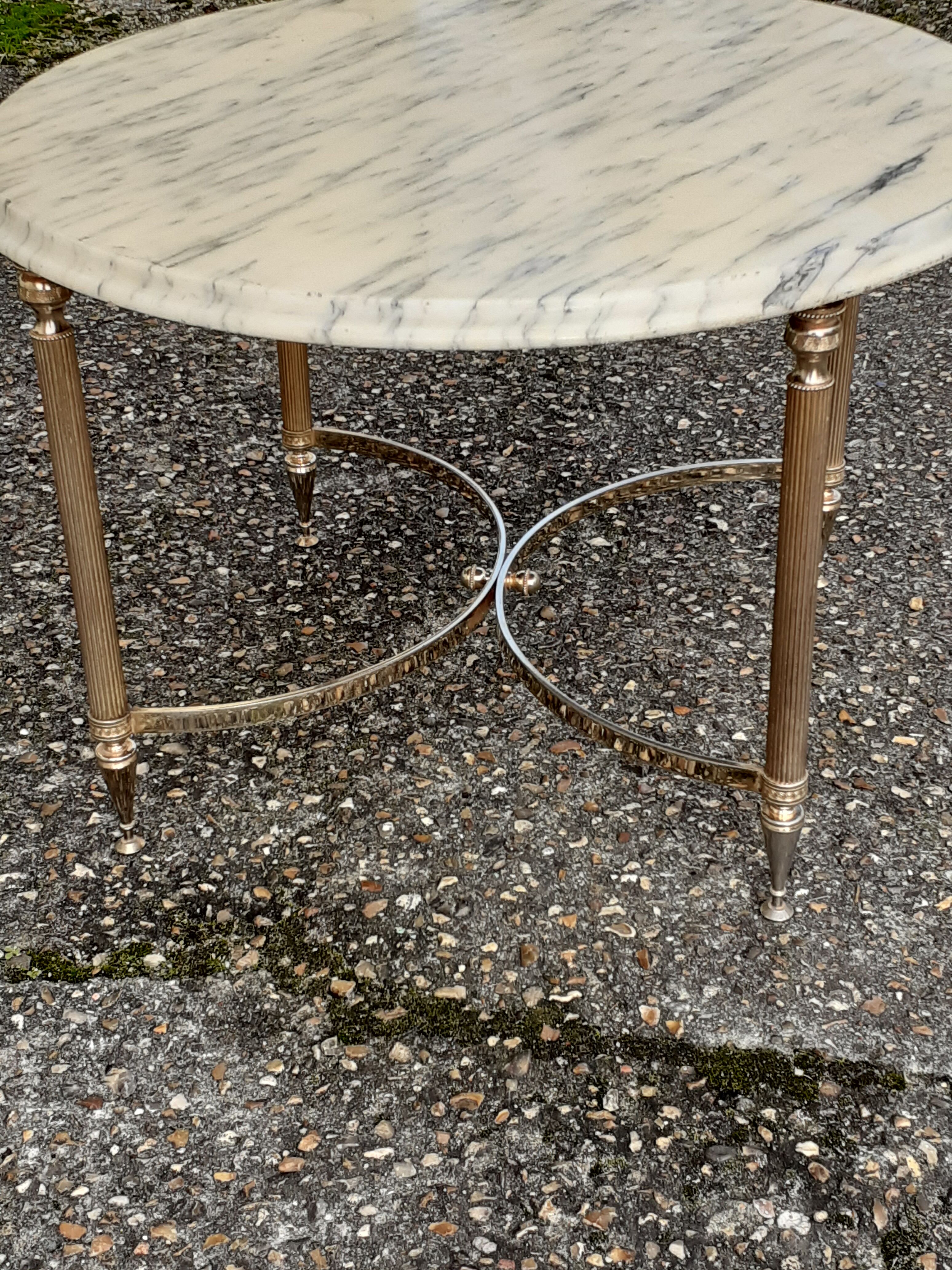 Marble coffee table and gold metal style louis XVI vintage xxeme