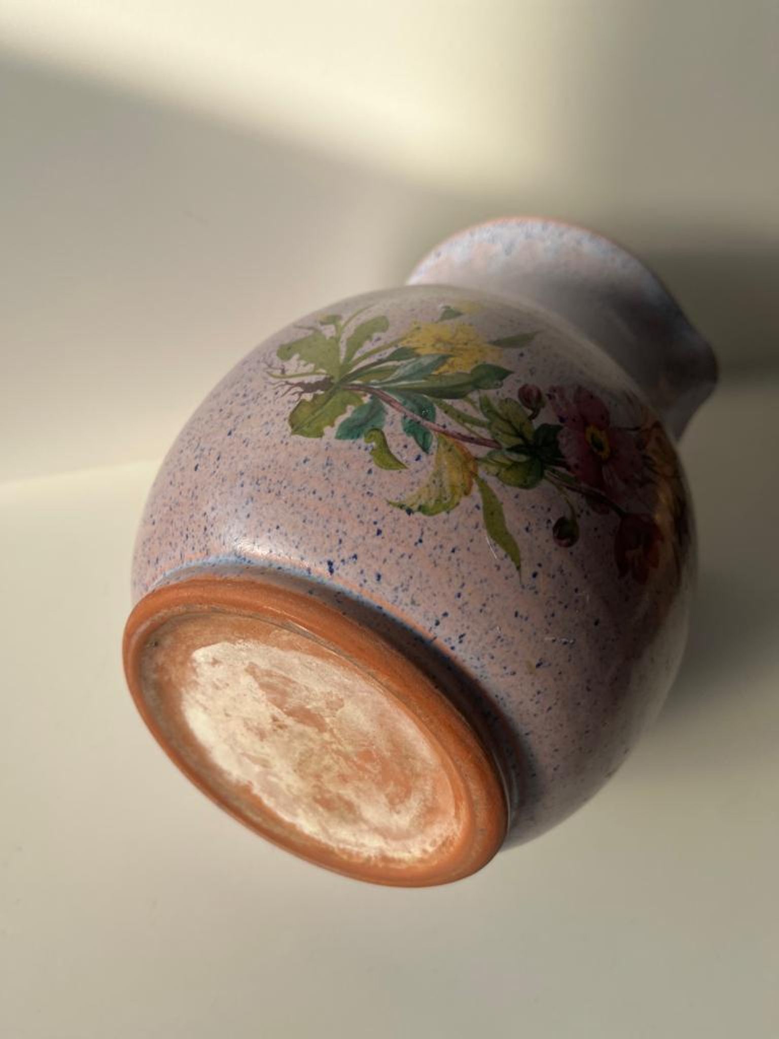 Vintage purple carafe with field flower patterns H:20cm