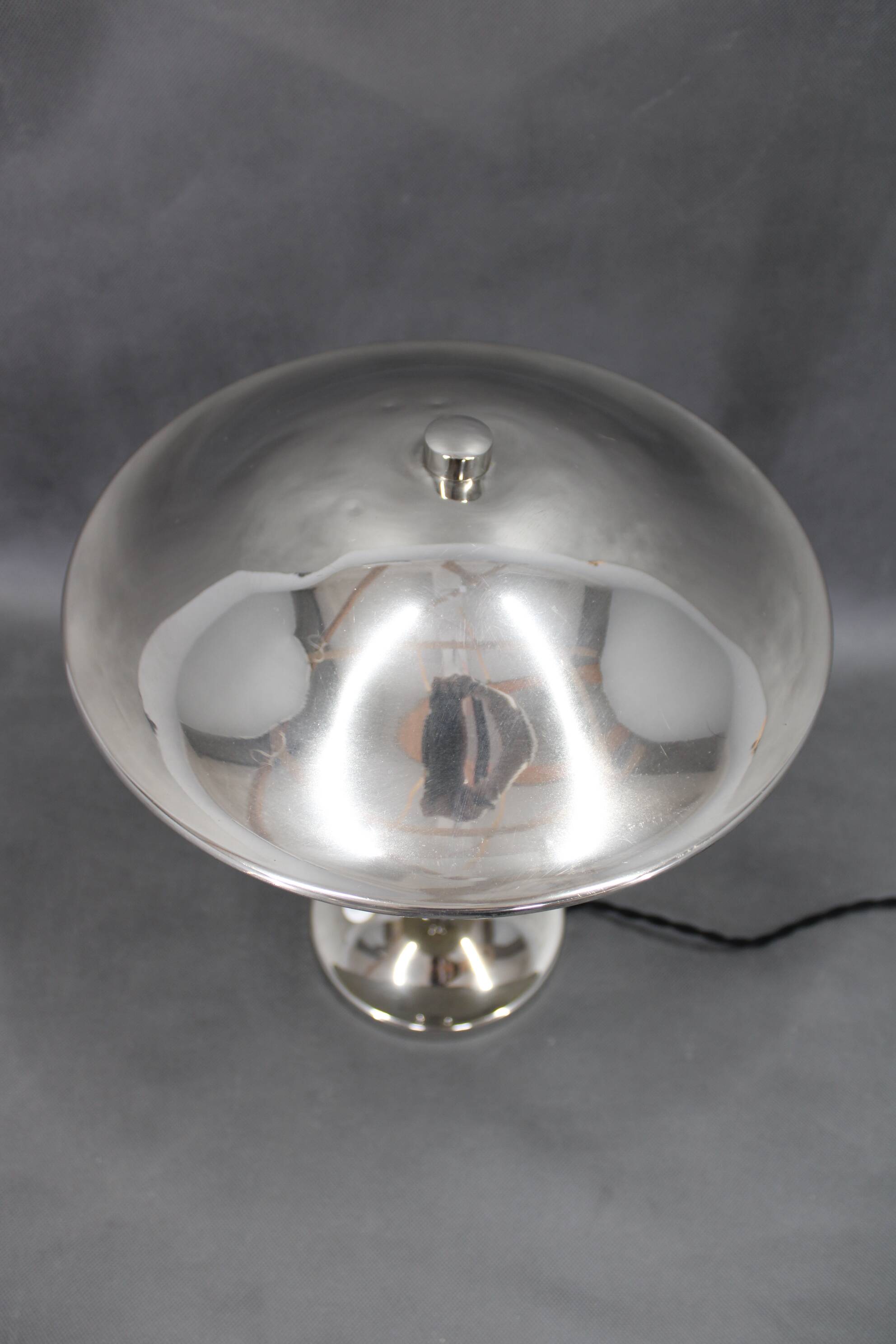 1930s Czech Art Deco nickel table lamp