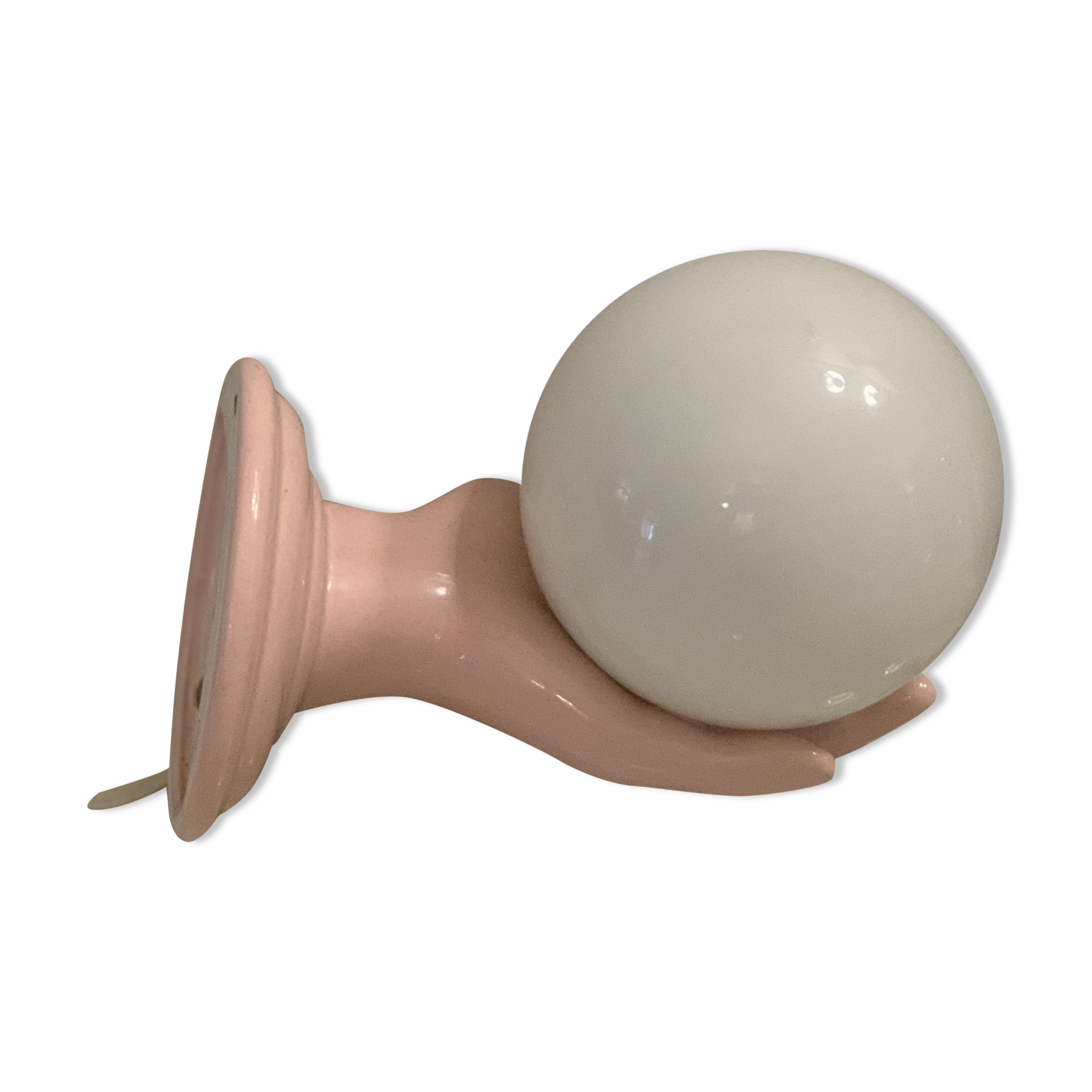 Pink porcelain wall light and Vintage opalin glass