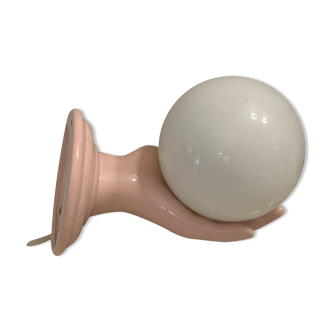 Pink porcelain wall light and Vintage opalin glass