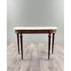 Console en bois et marbre, style Louis XVI, Début du XXe siècle