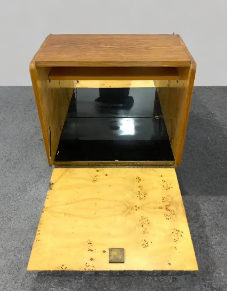 Vintage Czech Burr Walnut Bar Cabinet 1950s