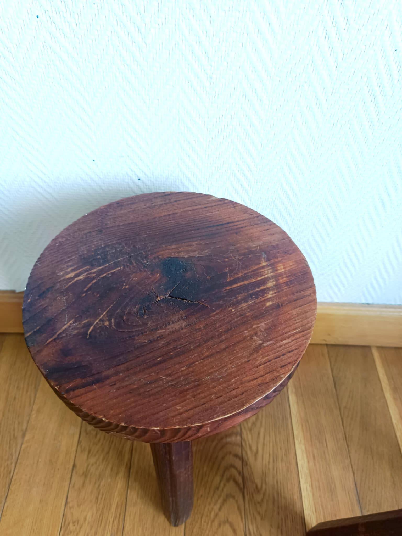 Pair of brutalist tripod stools
