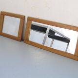 Pair of solid elm mirrors produced by the Regain group in 1980